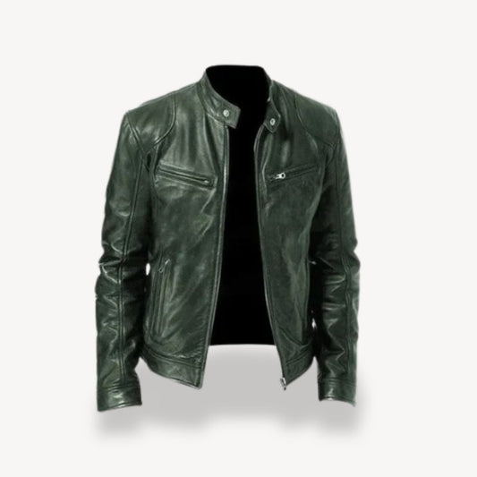 Herren-Bikerjacke aus Leder mit Reißverschluss | Loravelle 0