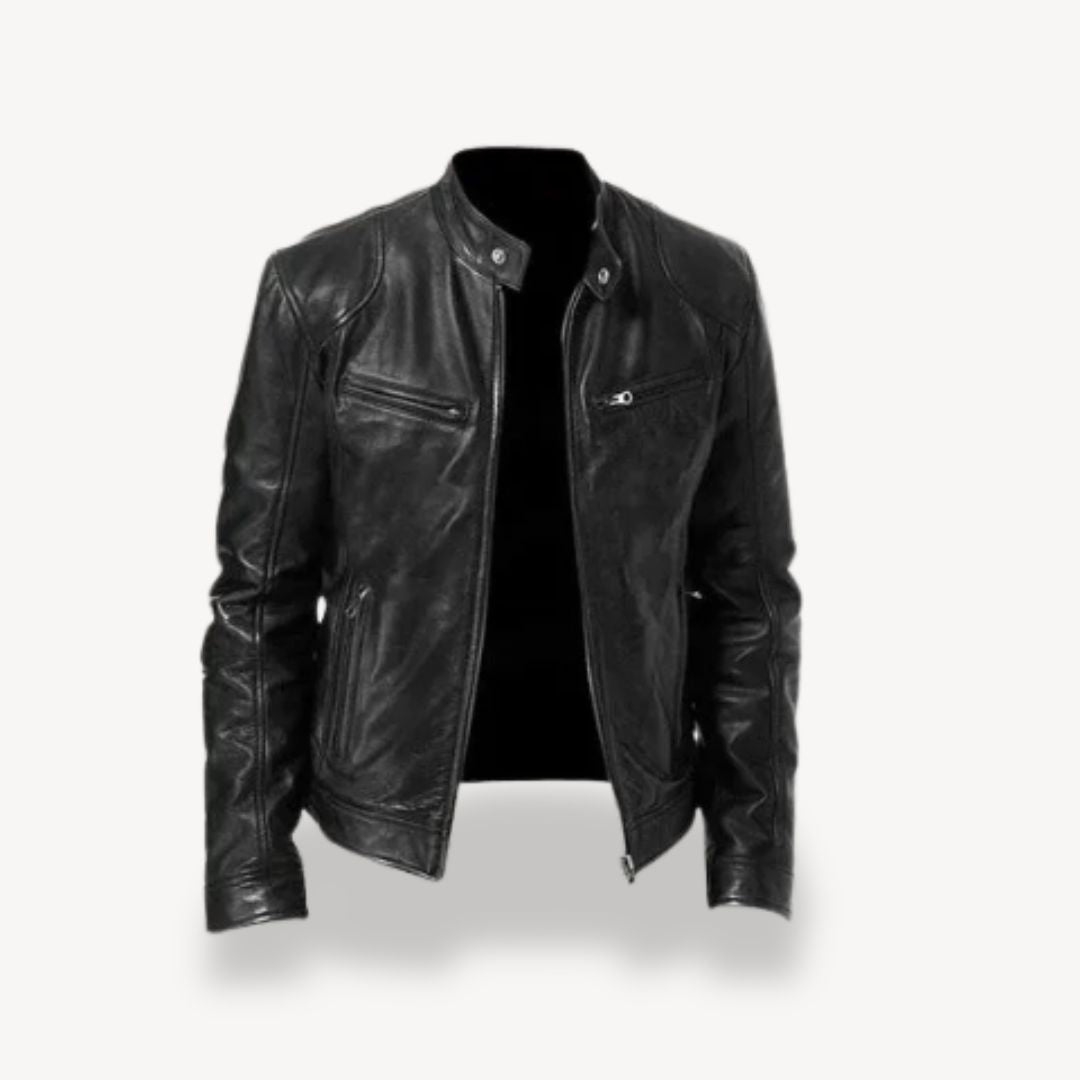 Herren-Bikerjacke aus Leder mit Reißverschluss | Loravelle 2