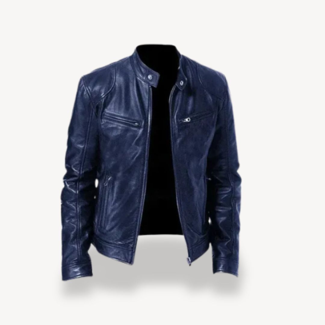 Herren-Bikerjacke aus Leder mit Reißverschluss | Loravelle 4