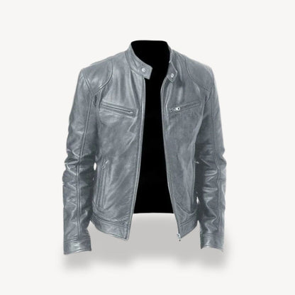 Herren-Bikerjacke aus Leder mit Reißverschluss | Loravelle 5