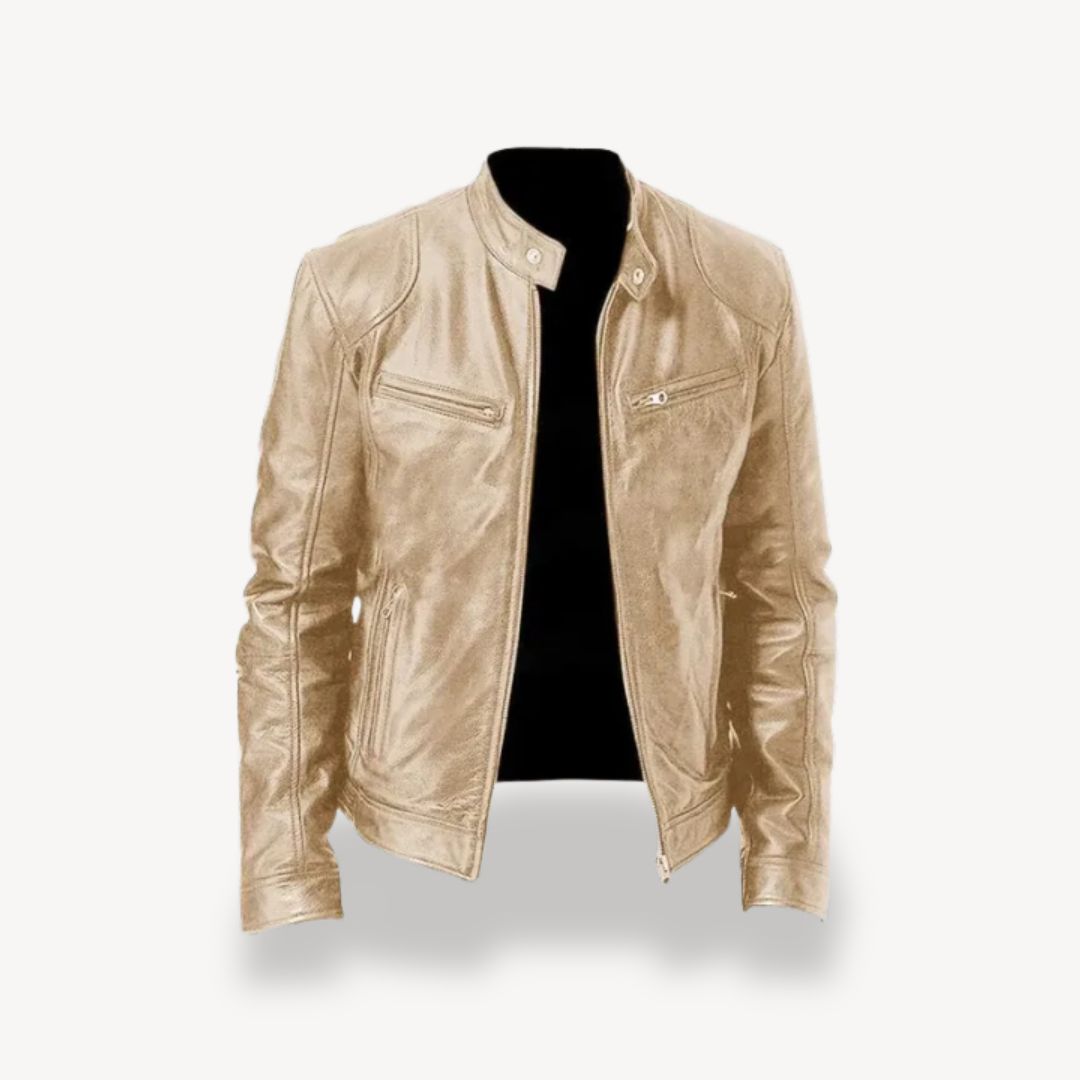 Herren-Bikerjacke aus Leder mit Reißverschluss | Loravelle 7