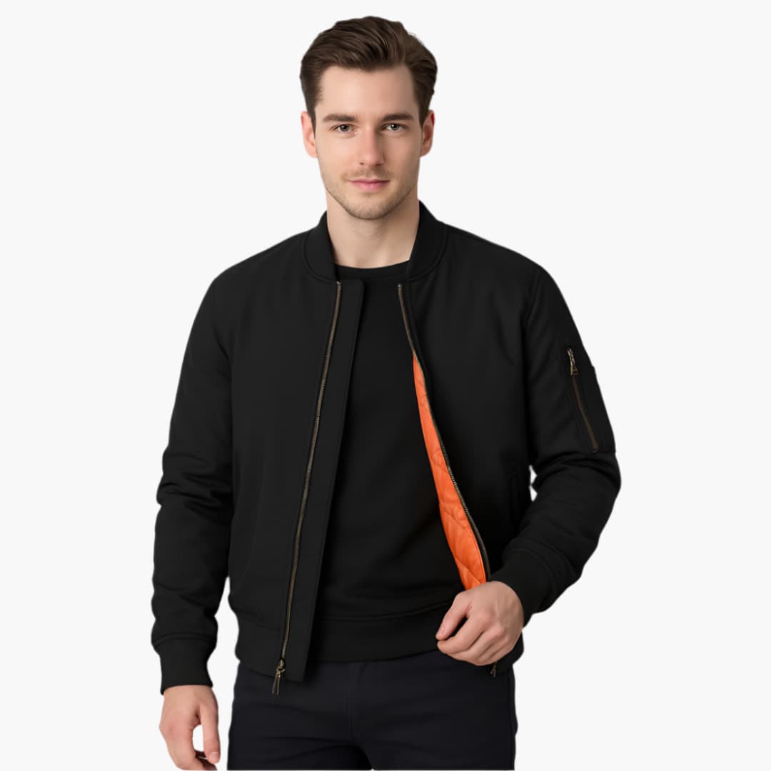Herren-Bomberjacke mit Reißverschluss und Rippbündchen 0