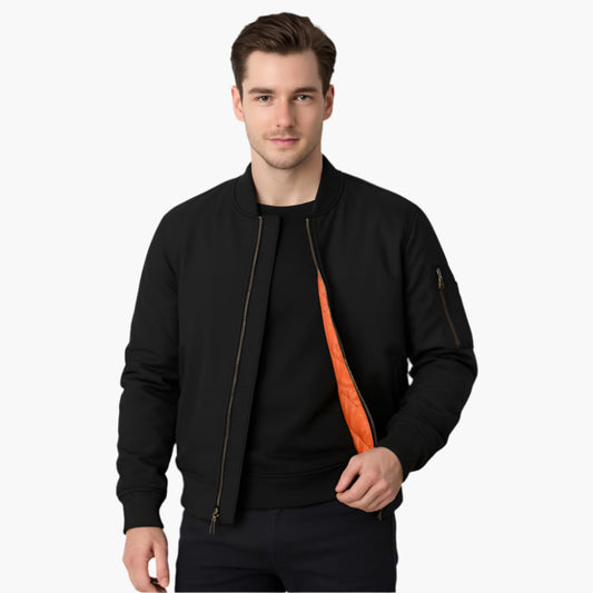 Herren-Bomberjacke mit Reißverschluss und Rippbündchen 0