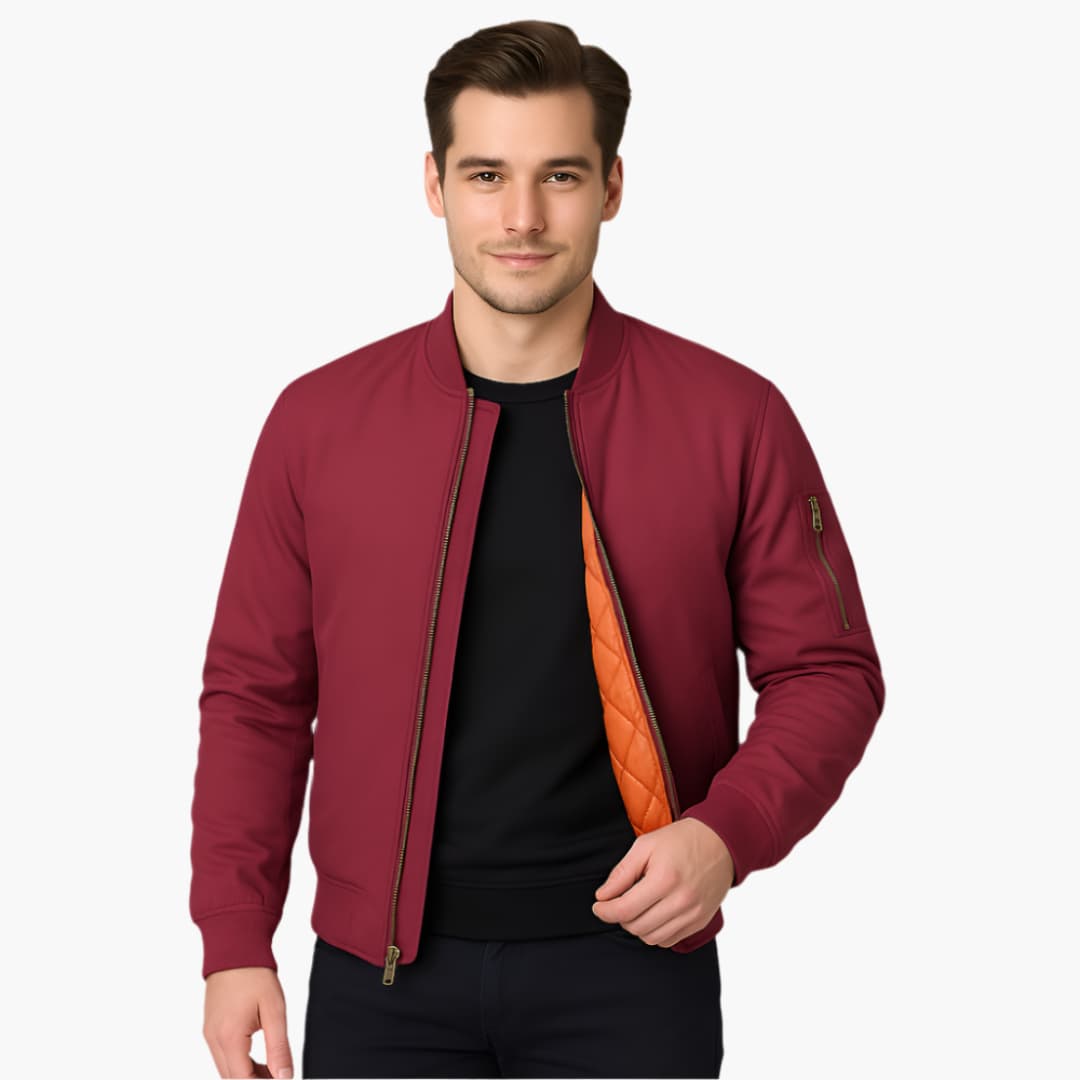Herren-Bomberjacke mit Reißverschluss und Rippbündchen 1