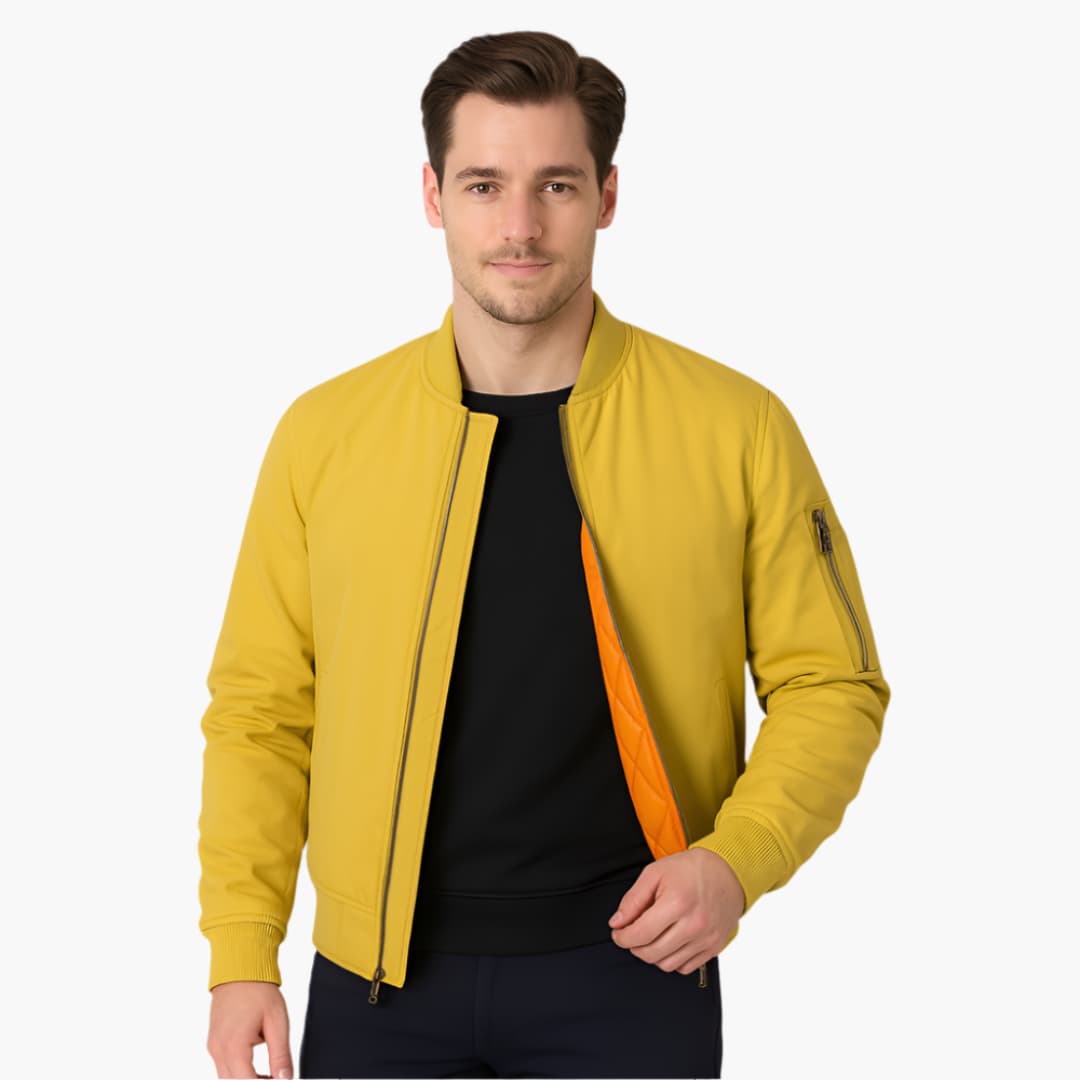 Herren-Bomberjacke mit Reißverschluss und Rippbündchen 2