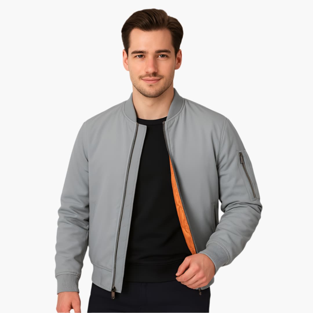 Herren-Bomberjacke mit Reißverschluss und Rippbündchen 3
