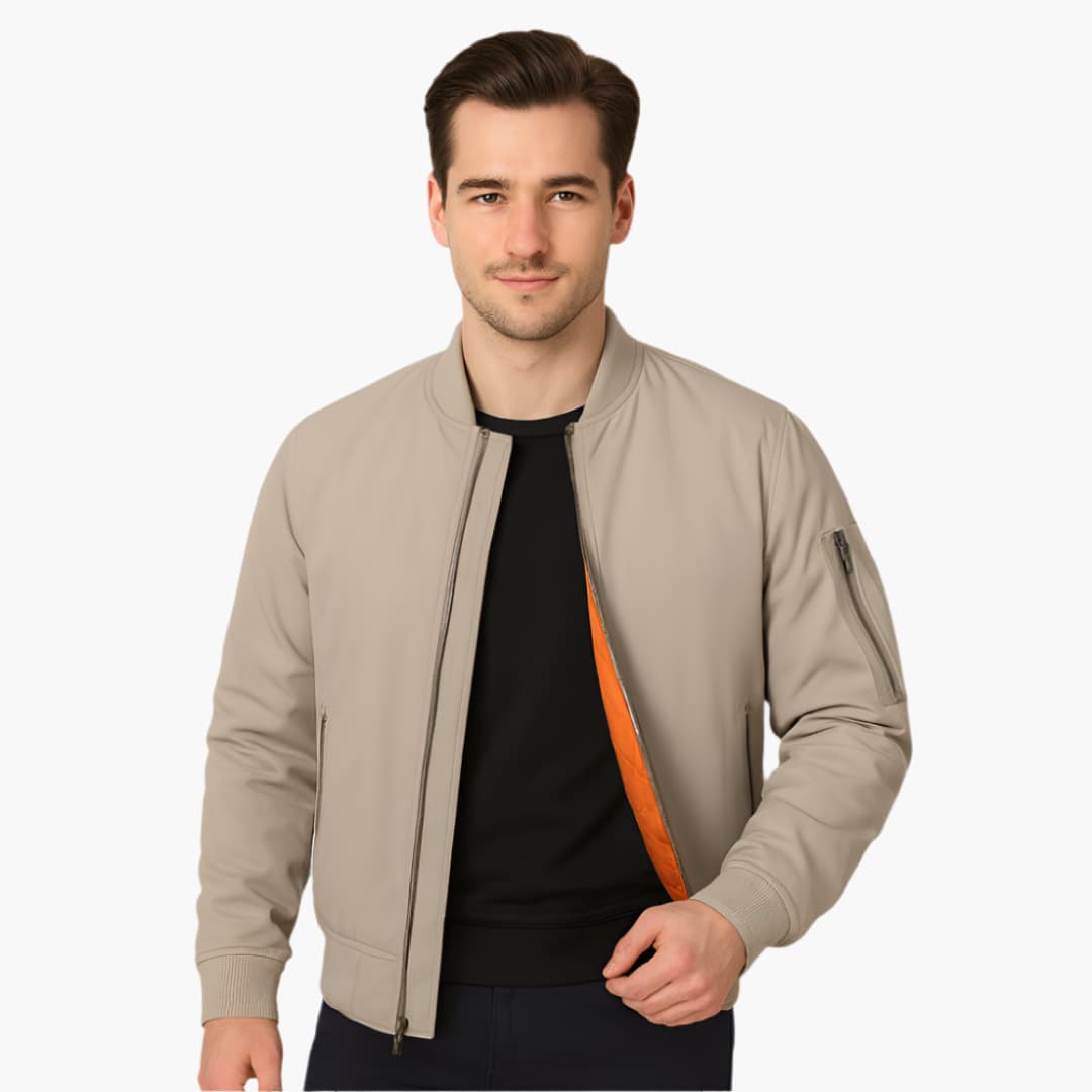 Herren-Bomberjacke mit Reißverschluss und Rippbündchen 4