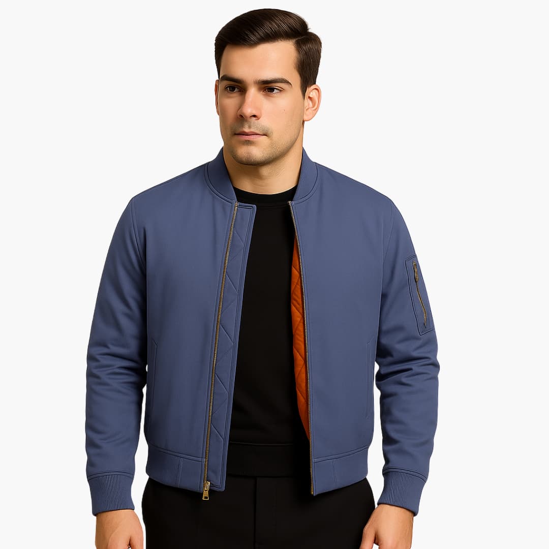 Herren-Bomberjacke mit Reißverschluss und Rippbündchen 6