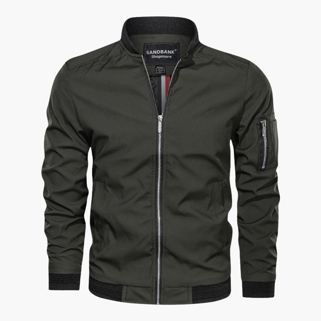 Herren-Bomberjacke mit Reißverschluss und geripptem Saum 0
