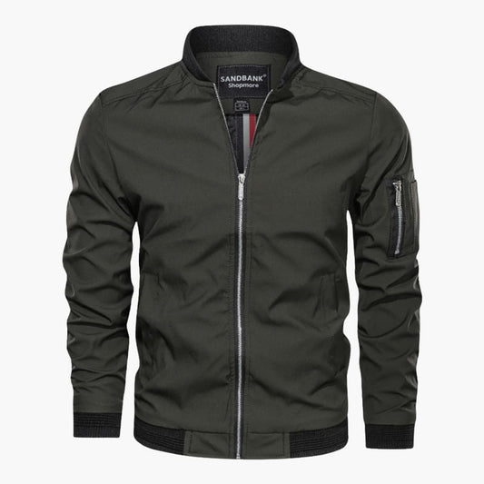 Herren-Bomberjacke mit Reißverschluss und geripptem Saum 0