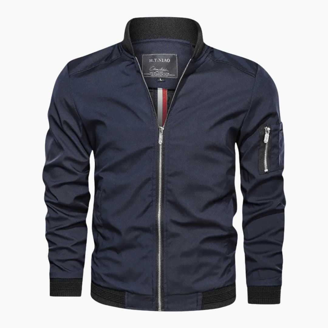 Herren-Bomberjacke mit Reißverschluss und geripptem Saum 1