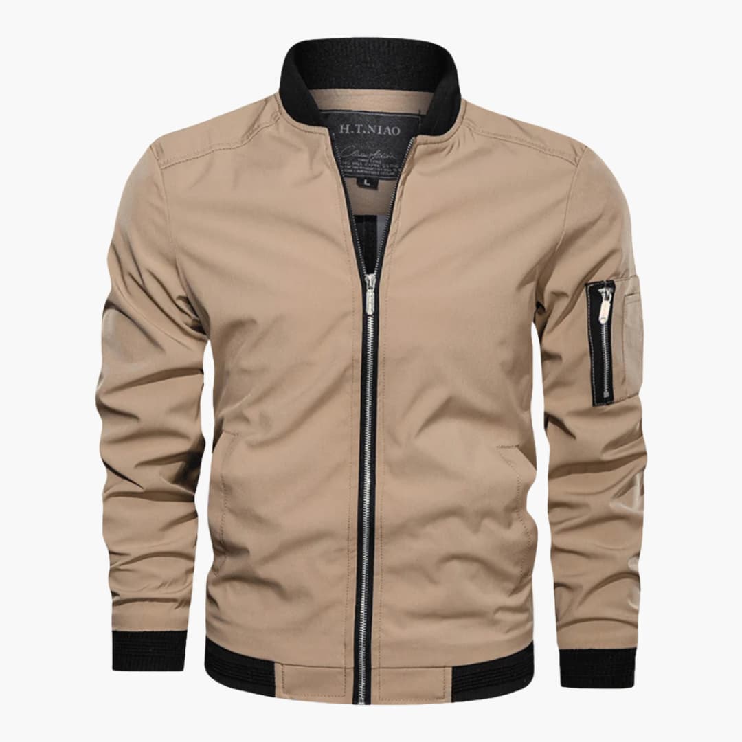 Herren-Bomberjacke mit Reißverschluss und geripptem Saum 3