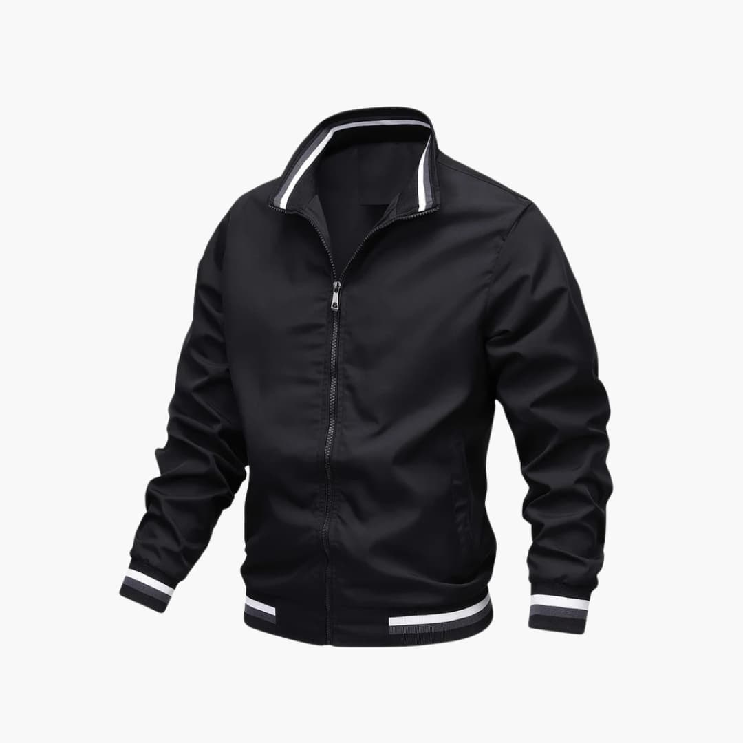 Herren-Bomberjacke mit Reißverschluss und gestreiftem Rippbund 1