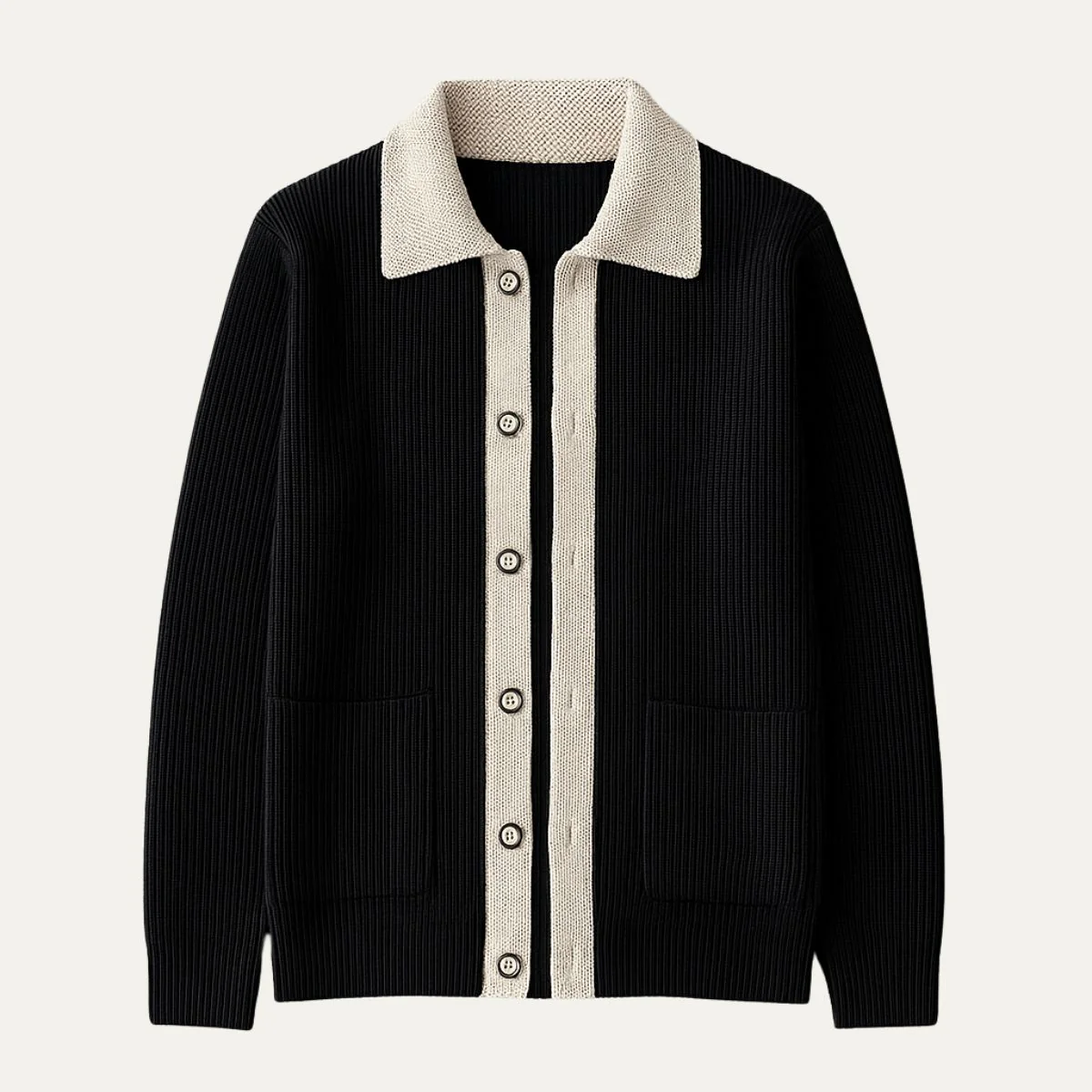 Herren-Cardigan aus Baumwollstrick mit Knöpfen und Taschen 0