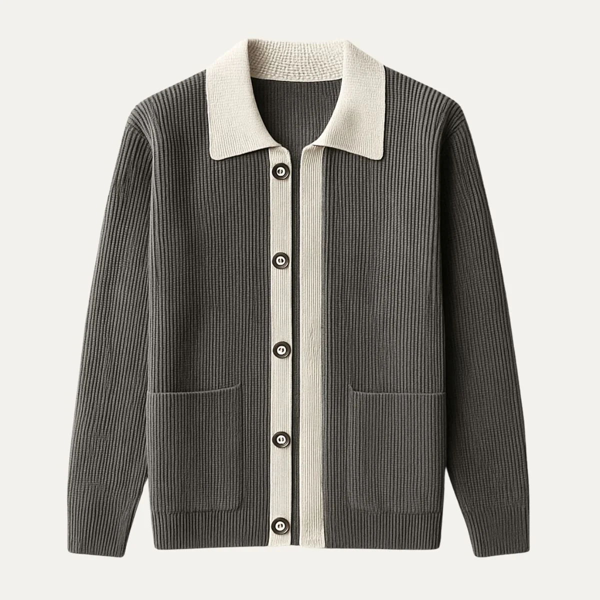 Herren-Cardigan aus Baumwollstrick mit Knöpfen und Taschen 1