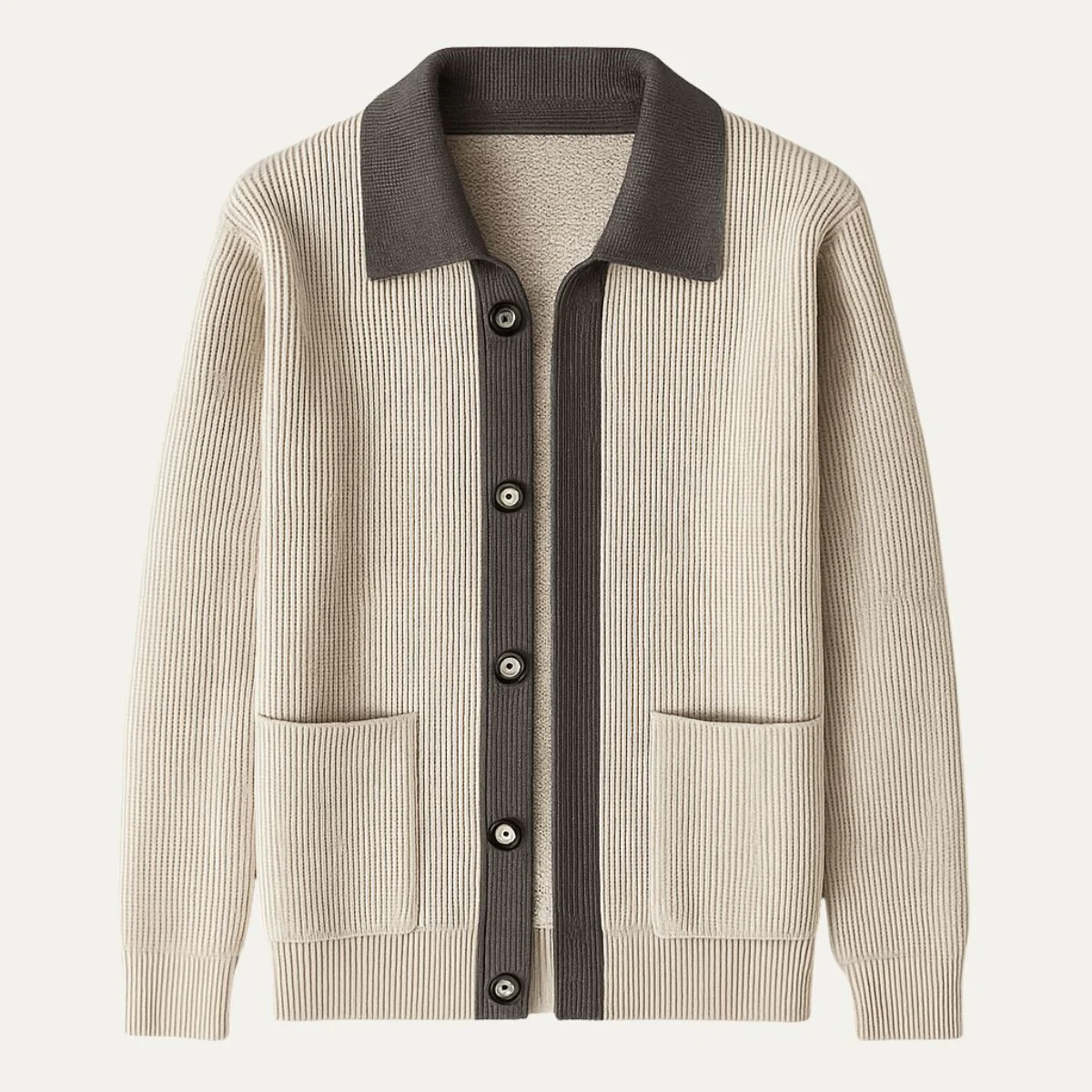 Herren-Cardigan aus Baumwollstrick mit Knöpfen und Taschen 2