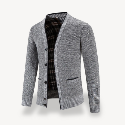 Herren-Cardigan mit Fleecefutter und Knöpfen 0