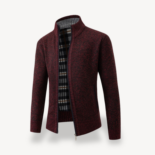 Herren-Cardigan mit Sherpa-Futter und durchgehendem Reißverschluss | Loravelle 0