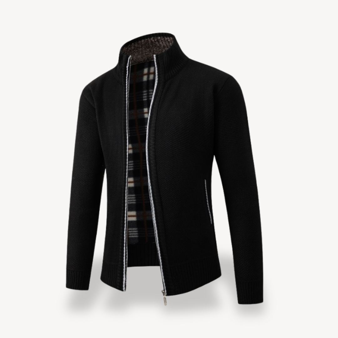 Herren-Cardigan mit Sherpa-Futter und durchgehendem Reißverschluss | Loravelle 1