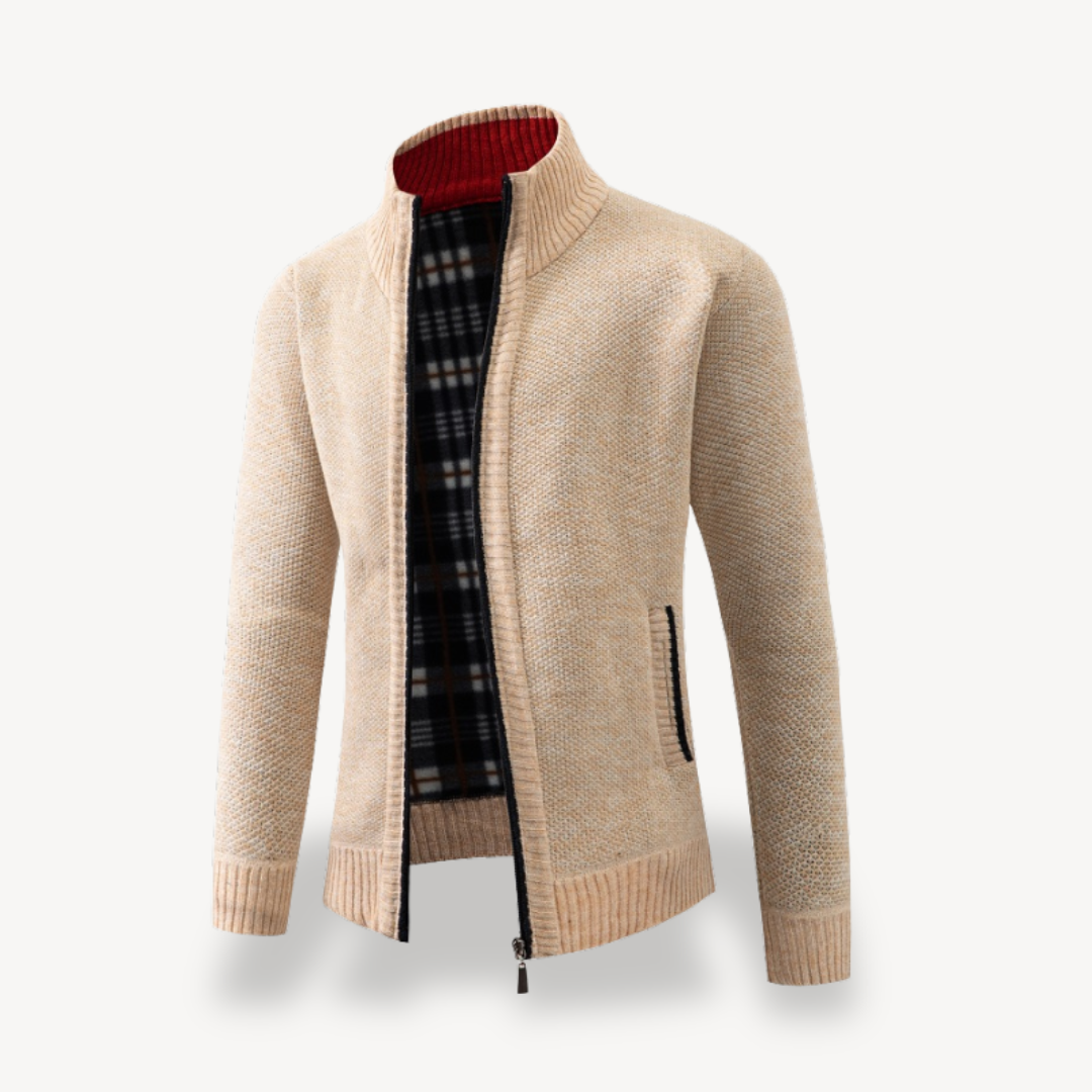 Herren-Cardigan mit Sherpa-Futter und durchgehendem Reißverschluss | Loravelle 2