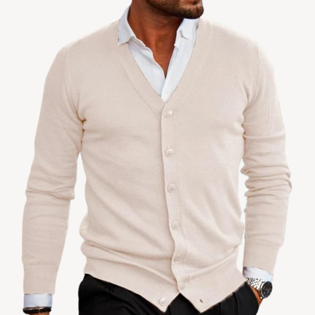 Herren-Cardigan mit V-Ausschnitt und Button-Down-Kragen | Loravelle 1