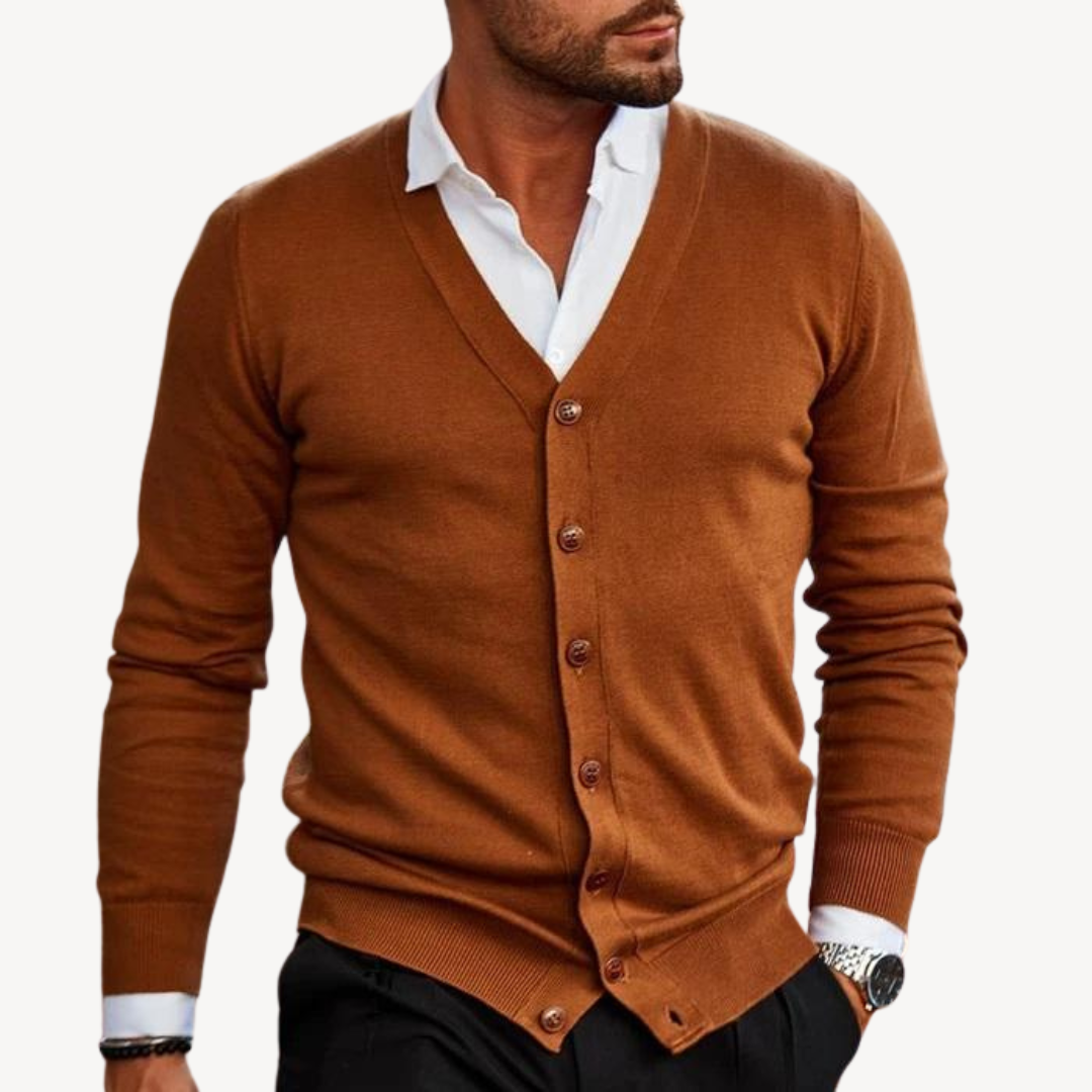 Herren-Cardigan mit V-Ausschnitt und Button-Down-Kragen | Loravelle 3