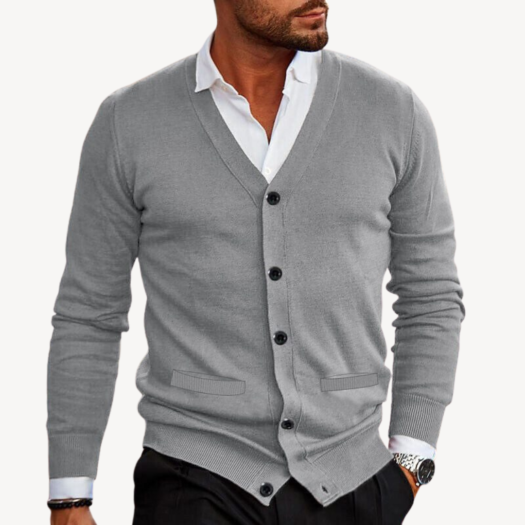 Herren-Cardigan mit V-Ausschnitt und Button-Down-Kragen | Loravelle 4