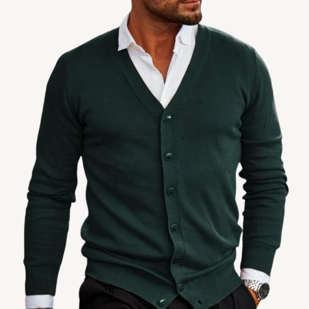 Herren-Cardigan mit V-Ausschnitt und Button-Down-Kragen | Loravelle 5