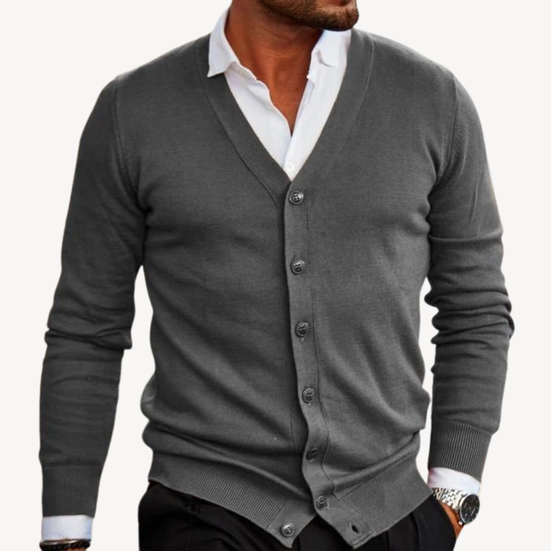 Herren-Cardigan mit V-Ausschnitt und Button-Down-Kragen | Loravelle 6