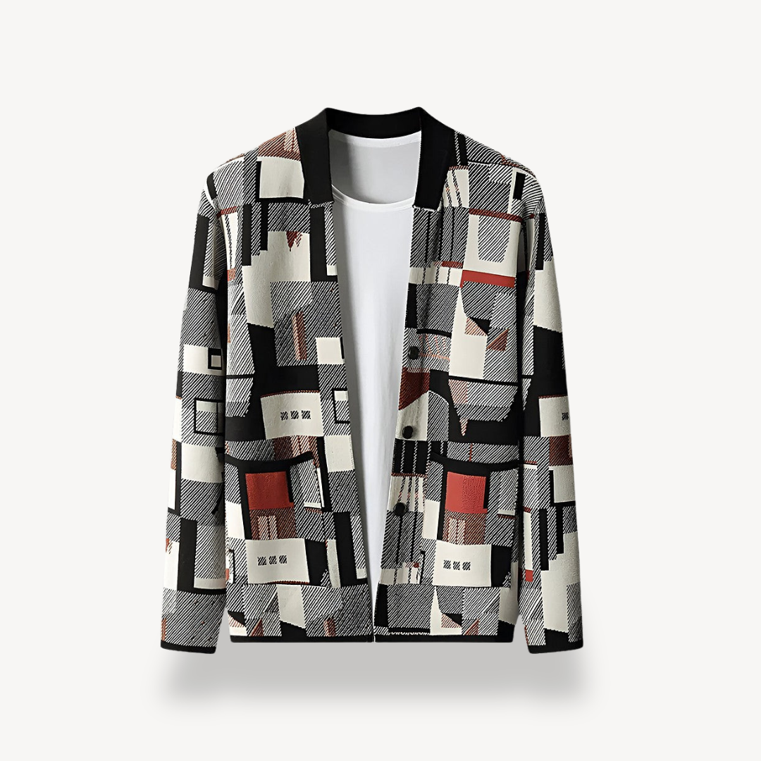 Herren-Cardigan mit geometrischem Print | Loravelle 0
