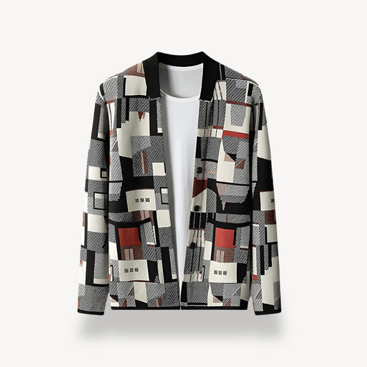 Herren-Cardigan mit geometrischem Print | Loravelle 0