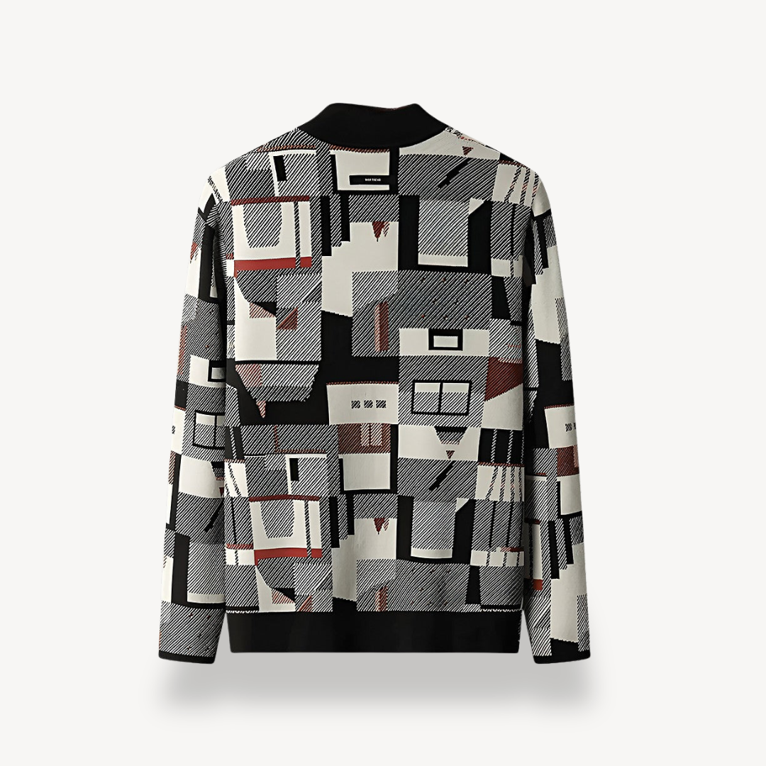 Herren-Cardigan mit geometrischem Print | Loravelle 2