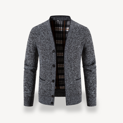 Herren-Cardigan mit kariertem Futter 0