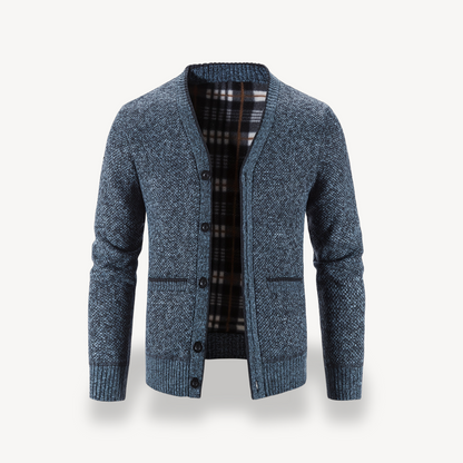 Herren-Cardigan mit kariertem Futter 1