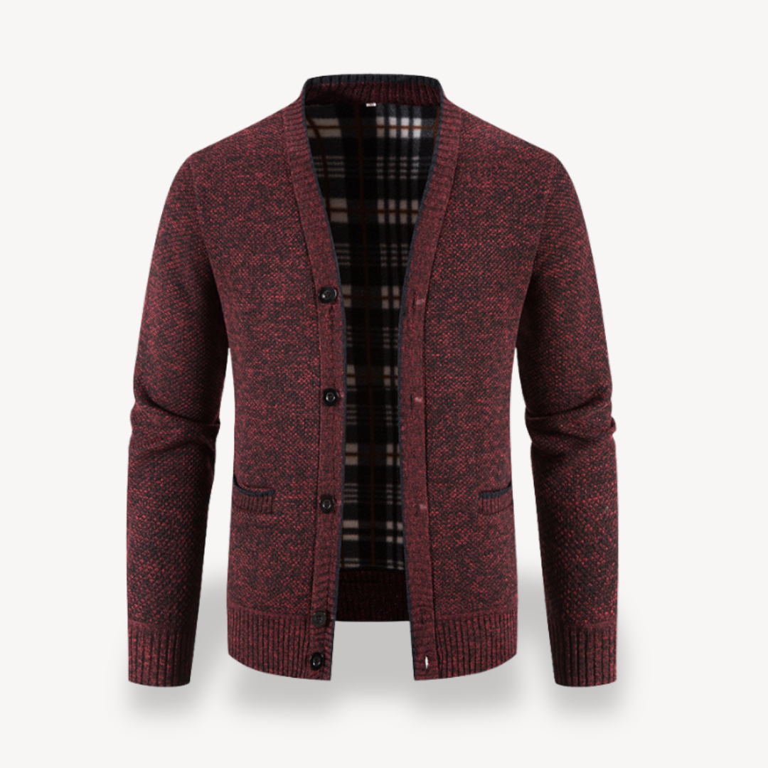 Herren-Cardigan mit kariertem Futter 2