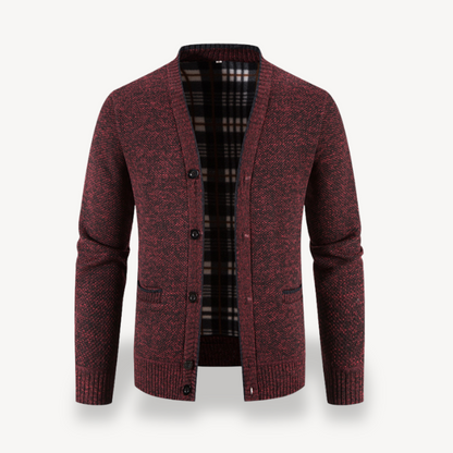 Herren-Cardigan mit kariertem Futter 2