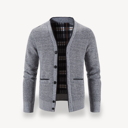 Herren-Cardigan mit kariertem Futter 3