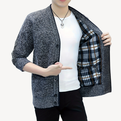 Herren-Cardigan mit kariertem Futter 5