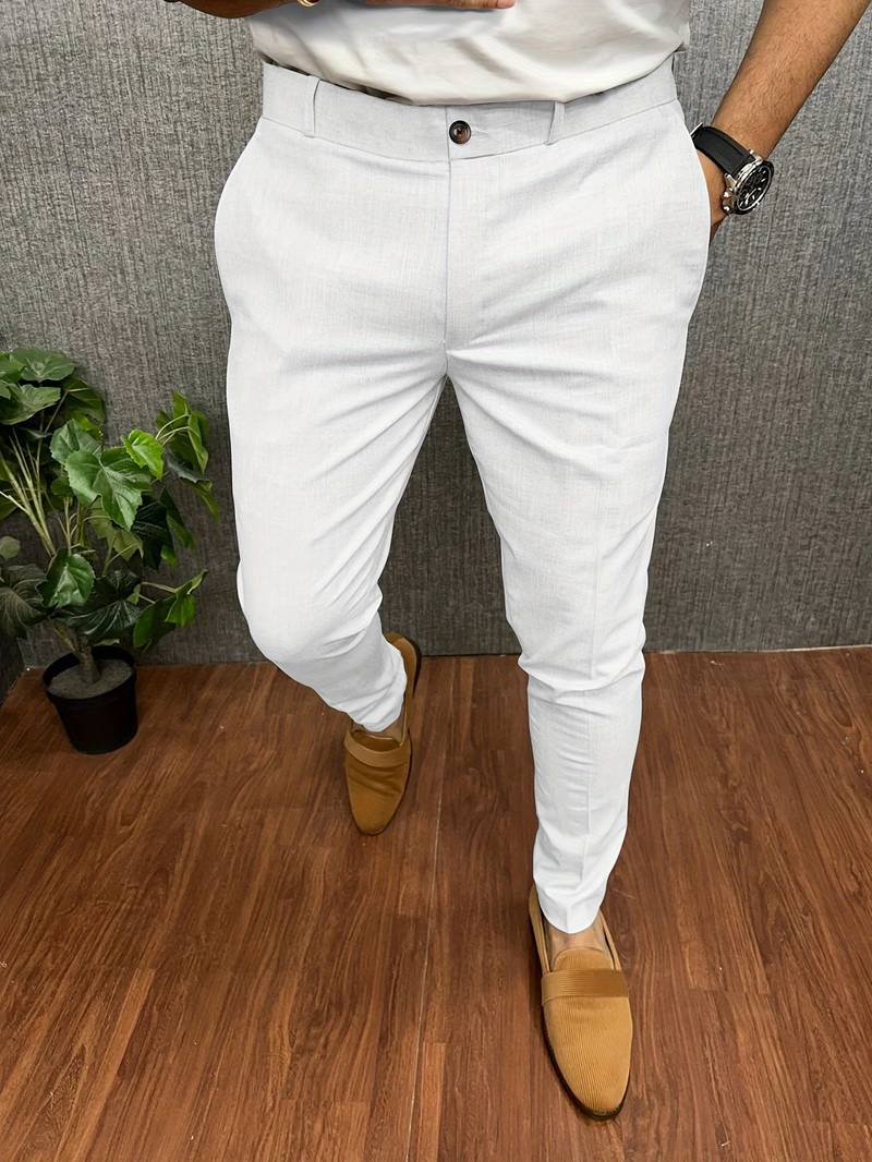 Herren Chinos Slim Fit Hosen Klassisch Schwarz - BerlinGlamour