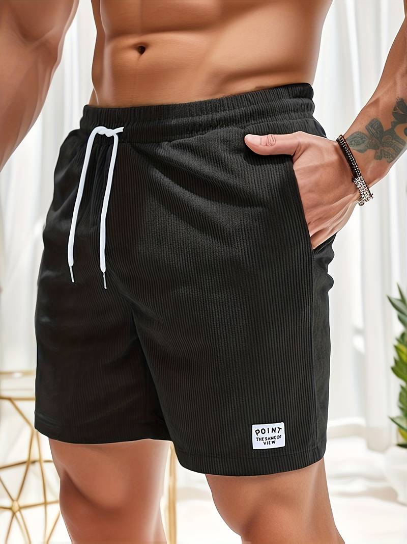Herren-Cordshorts | Cord | Elastischer Bund | Shorts für den Sommer | Herren-Shorts-Schwarz-S-Chaps Herrenmode