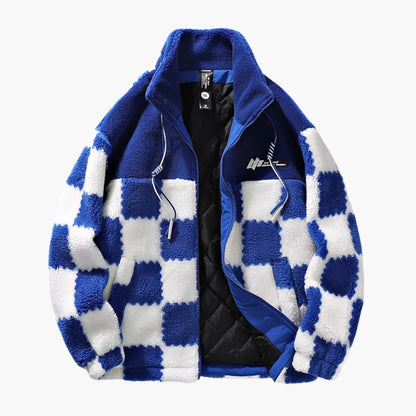 Herren-Fleecejacke mit Schachbrettmuster 0