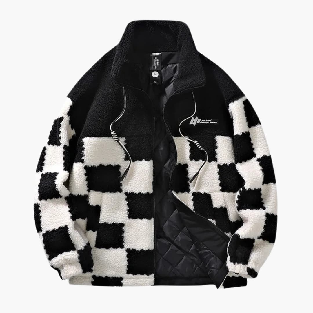 Herren-Fleecejacke mit Schachbrettmuster 1