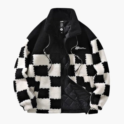 Herren-Fleecejacke mit Schachbrettmuster 1