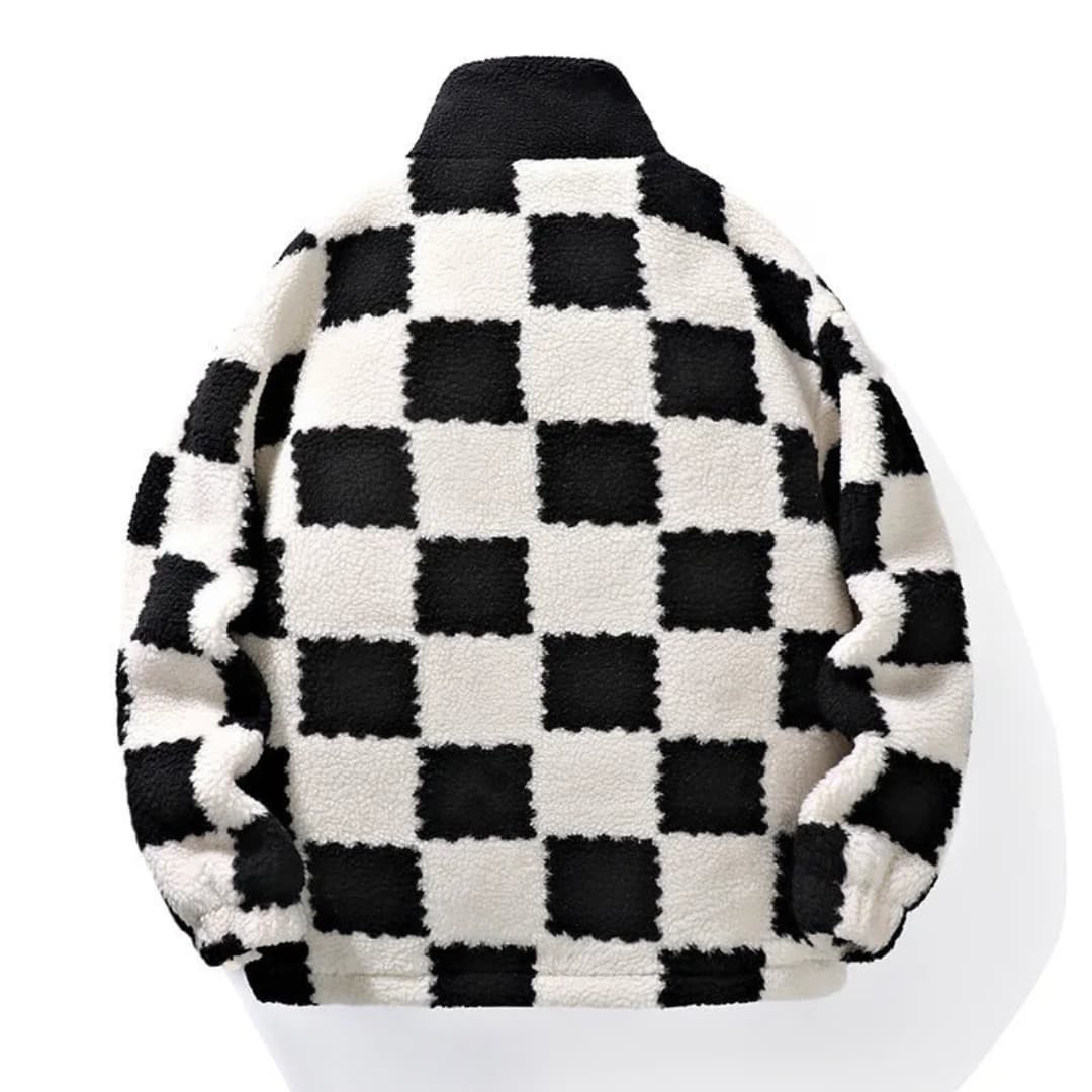 Herren-Fleecejacke mit Schachbrettmuster 2