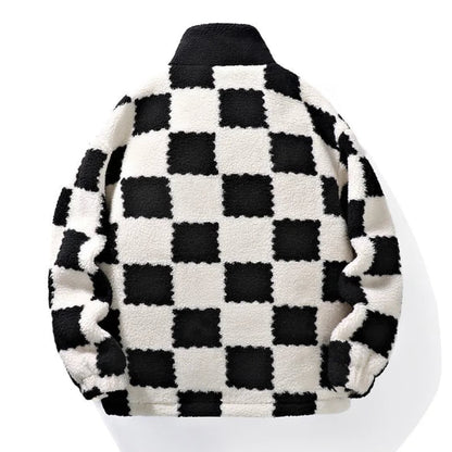 Herren-Fleecejacke mit Schachbrettmuster 2