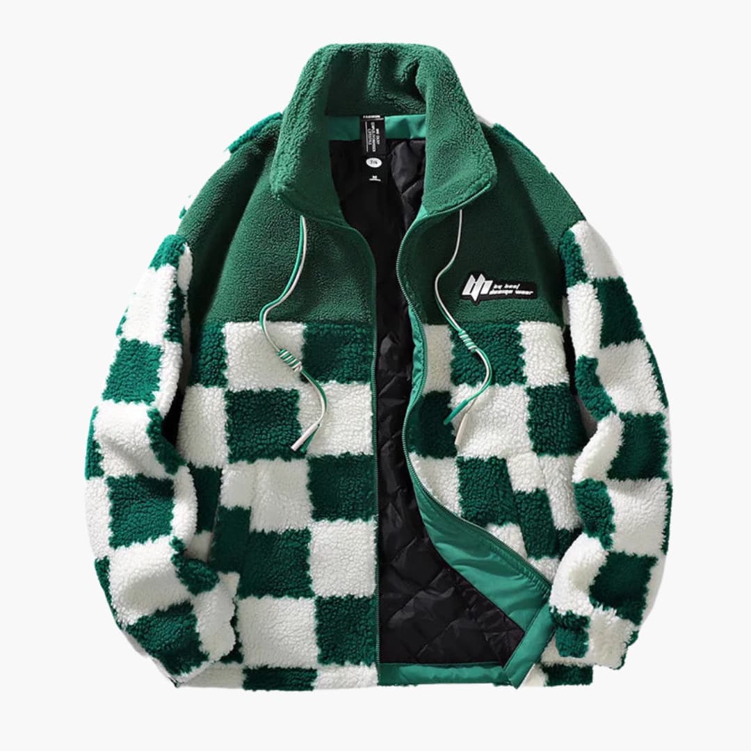 Herren-Fleecejacke mit Schachbrettmuster 3