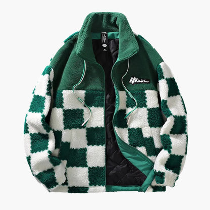 Herren-Fleecejacke mit Schachbrettmuster 3