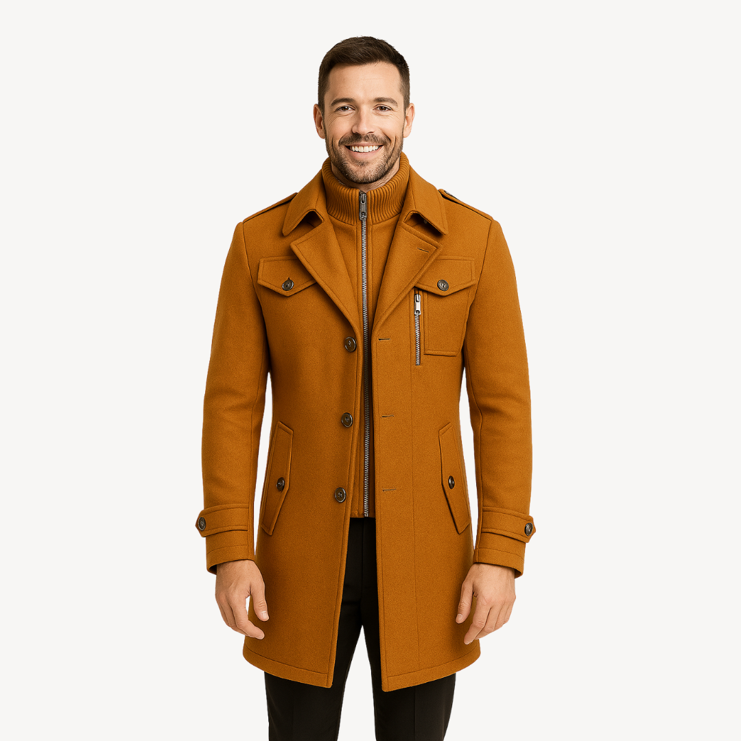 Herren-Peacoat aus Wollmischung mit Innenlatz | Loravelle 1