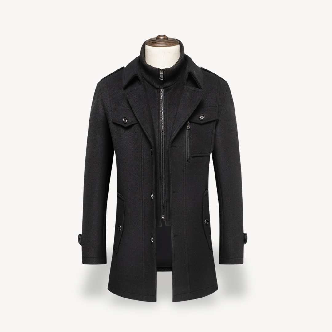 Herren-Peacoat aus Wollmischung mit Innenlatz | Loravelle 2