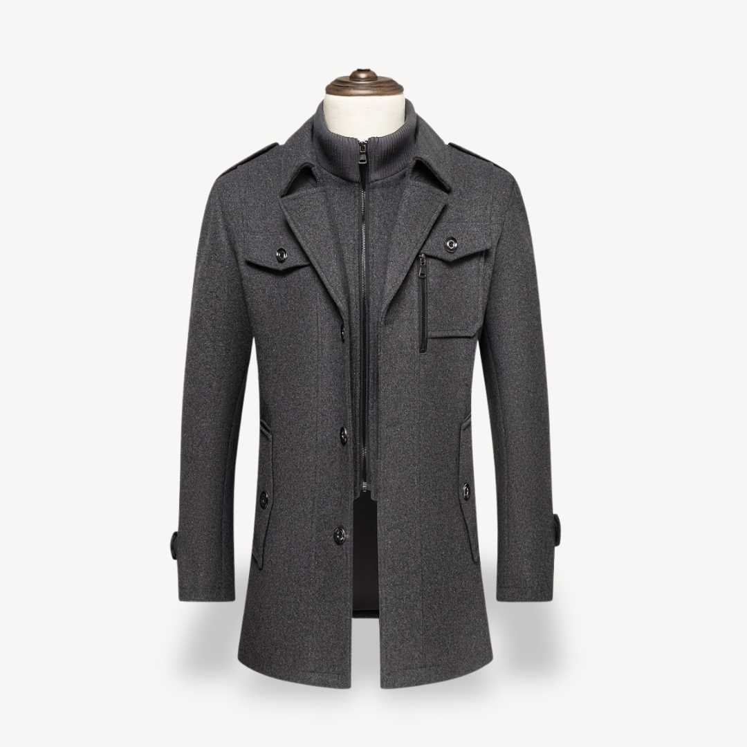 Herren-Peacoat aus Wollmischung mit Innenlatz | Loravelle 3